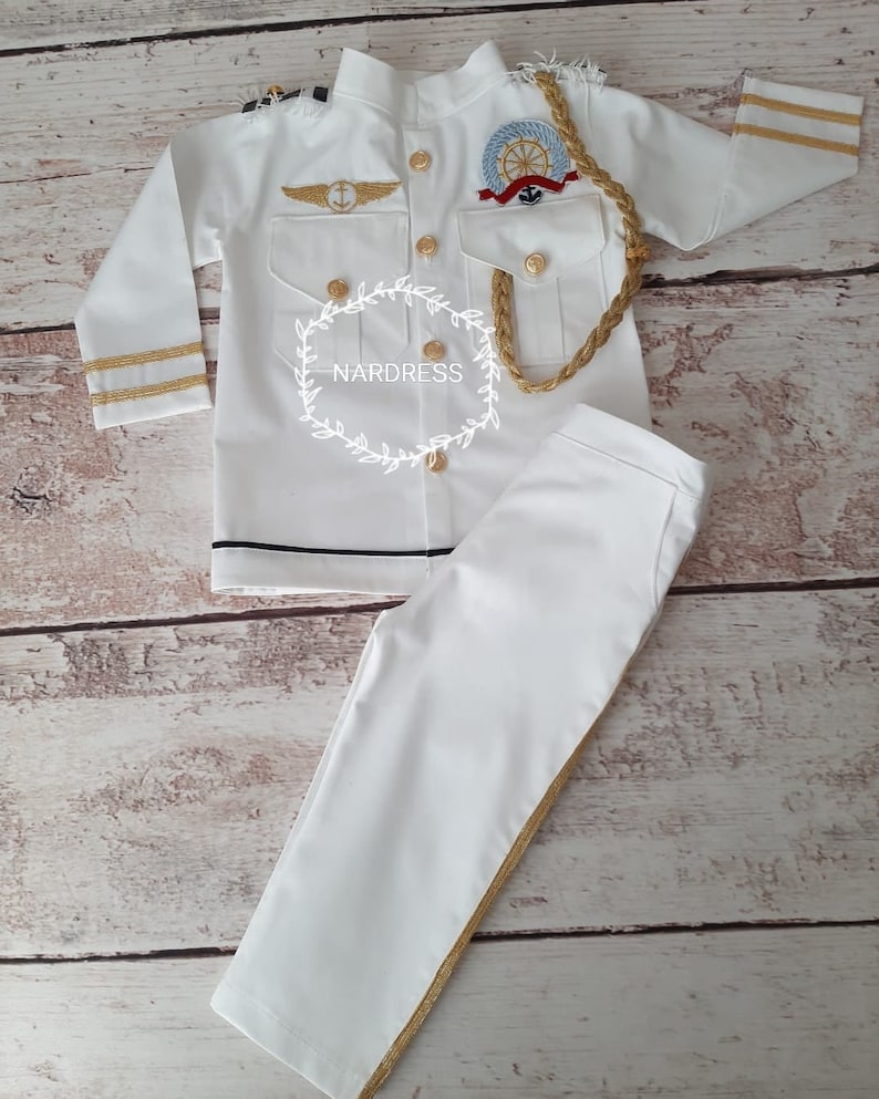 Handmade Sailor Costume for Boys First Quality Gift for Halloween and Birthday Premium Costume for Photography Props image 4