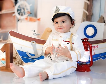 Handmade Sailor Costume for Boys - First Quality Gift for Halloween and Birthday - Premium Costume for Photography Props