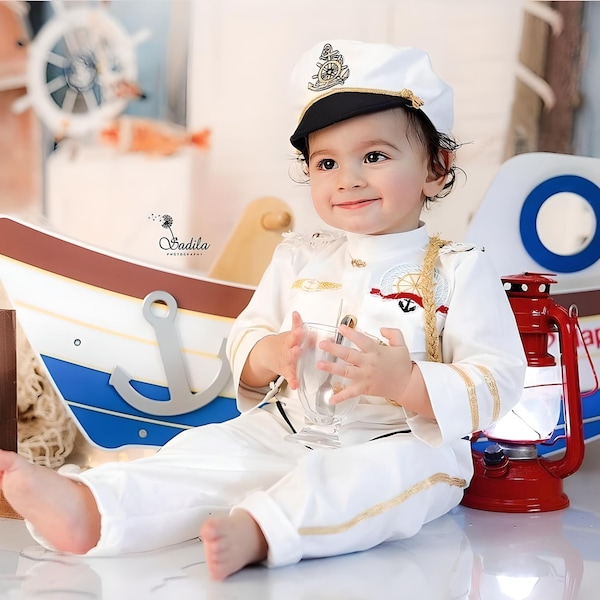 Handmade Sailor Costume for Boys - First Quality Gift for Halloween and Birthday - Premium Costume for Photography Props