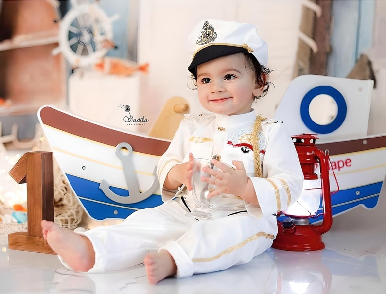 Handmade Sailor Costume for Boys First Quality Gift for Halloween and Birthday Premium Costume for Photography Props image 1