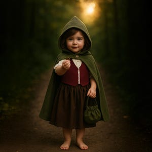 Mittelalterliches Kostüm für Mädchen, handgefertigtes Halloween-Outfit mit Süßigkeitentüte, Ringträgeranzug für Kleinkinder, Geschenk zum 1