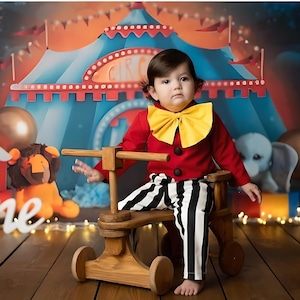 Handmade Cute Clown Costume with Hat for Baby, Toddler & Kids – Unisex Colorful Halloween Costume - Circus Birthday Outfit