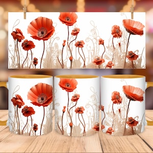 3D Flower Mug Wrap Design,Floral Mug Wrap, 3D Flowers design for mugs and Tumblers