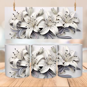 3D Flower Mug Wrap Design,Floral Mug Wrap, 3D Flowers design for mugs and Tumblers