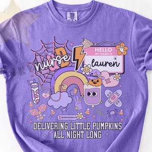 Personalized Halloween Labor and Delivery Nurse Doodle Shirt L&D Halloween Shirt Custom Boo Crew Maternity Nurse Halloween Tee Nurse Gift