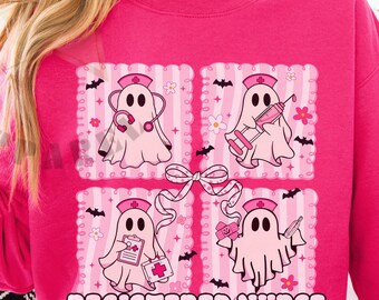 Halloween Registered Nurse Sweatshirt Cute Nurse Sweatshirt RN Nurse Sweatshirt Ghost Halloween Sweatshirt Nurse Crewneck Nurse Gift