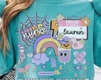 Halloween Nurse Shirt Personalized Nurse Shirt Halloween Nurse Doodle Shirt Nurse Fall Shirt Nurse Long Sleeve Shirt Boo Boo Crew Shirt