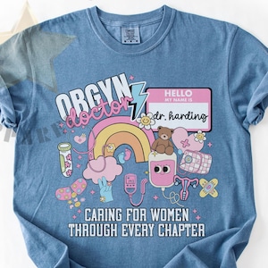 Personalized Obgyn Doctor Shirt, Obstetrician Doodle Shirt, Custom OB-GYN Shirt, Gynecologist T-Shirt, Comfort Colors® Shirt, Gift For Obgyn