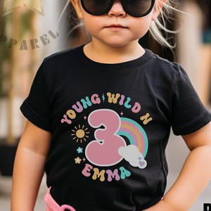 Personalized Young Wild & Three 3rd Birthday Shirt In My Three Year Old Era Birthday Girl Shirt Three Year Outfit Third Birthday Gift