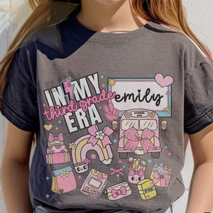 Kids Comfort Colors Personalized In My Third Grade Era Shirt Girls 3rd Grade Doodle Shirt, 1st Day Of School Shirt, Back To School Shirt