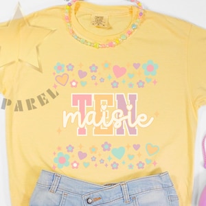 Personalized 10th Birthday Girl Shirt, Kids Comfort Colors, In My Ten Year Old Era, Custom 10th Birthday Girl Shirt, Retro Birthday Shirt