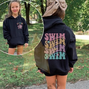 Moletom de natação personalizado, moletom com capuz para natação, moletom borboleta estilo costas estilo peito, camiseta de equipe de natação para meninas, presente de natação