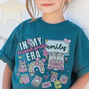 Kids Comfort Colors Personalized In My Second Grade Era Shirt Girls 2nd Grade Doodle Shirt, 1st Day Of School Shirt, Back To School Shirt