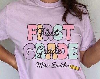 Comfort Colors Custom First Grade Teacher Shirt, 1st Grade Teacher Shirt, First Grade Teacher T-Shirt, Back To School Shirt, Teacher Gift