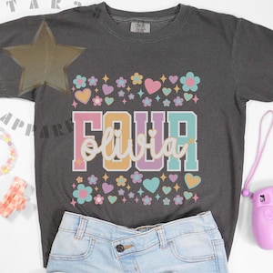 Personalized Four Year Old Birthday Shirt, Kids Comfort Colors Shirt, In My Four Year Old Era Shirt, Custom 4th Birthday Girl Shirt