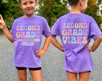 Custom Second Grade Vibes Shirt, Comfort Colors, Second Grade Kid Shirt, Back To School Shirt, Custom Name Shirt, First Day Of School Shirt