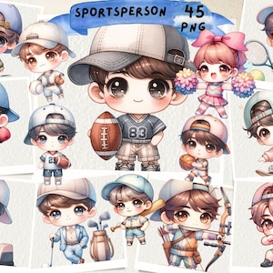Clipart ze sportowcem, zajęcia sportowe dla dzieci. Dzieci grające w piłkę nożną, koszykówkę, ćwiczenia fizyczne, dziennik śmieciowy, scrapbooking