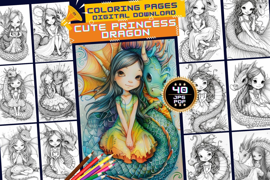 Cute Princess Dragon Coloring Page, Dragon Princess Coloring Pages