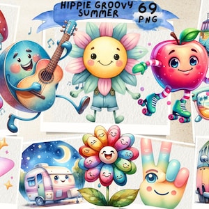 Hippie Soul Graphics Clipart, Hippie Designs, Groovy Clipart, Hippie girl png, Boho hippie clipart, Scrapbook, Junk Journal