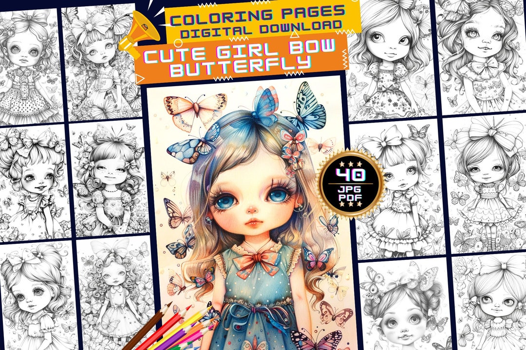Cute Girl Butterflies Coloring Page Butterfly Girl Coloring Book Cute