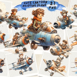 Cute Airplanes png, Cute Planes Clipart, Pilot Clipart, Pilot boys , pilot, vintage toys Nursery Decor, wall art Aviator instant download