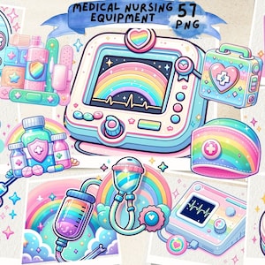 Medical Clipart, Medical Nursing Equipment, Health, Doctor, Nurse, Ambulance, Hospital, Medicine Illustrations, Scrapbook, Junk Journal