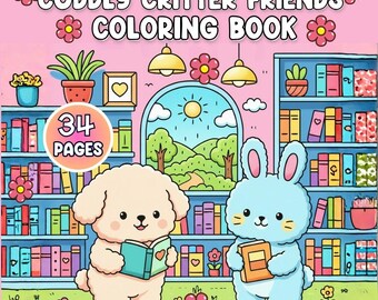 Fluffy Animal Friends Coloring Book for Kids and Adults, Cute Kawaii Animal Coloring Pages, Relaxing Pet-Themed Art Therapy Activity
