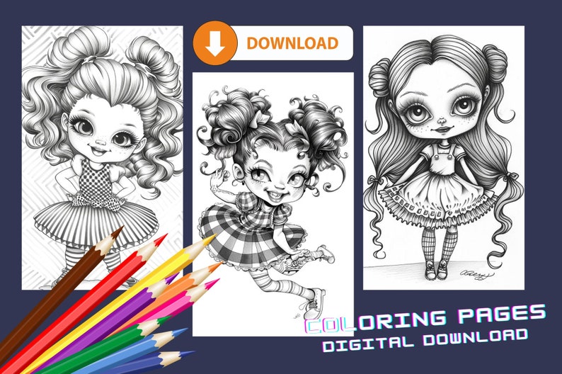 Cute Rockabilly Retro Girl Coloring , Funny Rockabilly Retro Girl Coloring Pages, Instant ...