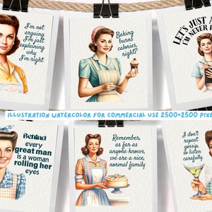 Retro Housewife Clipart: Sarcastic Women PNG (Digital Download) image 6