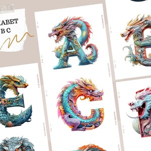 Chinese Dragon Alphabet Clipart: Illuminated Fantasy Font (PNG) - Etsy