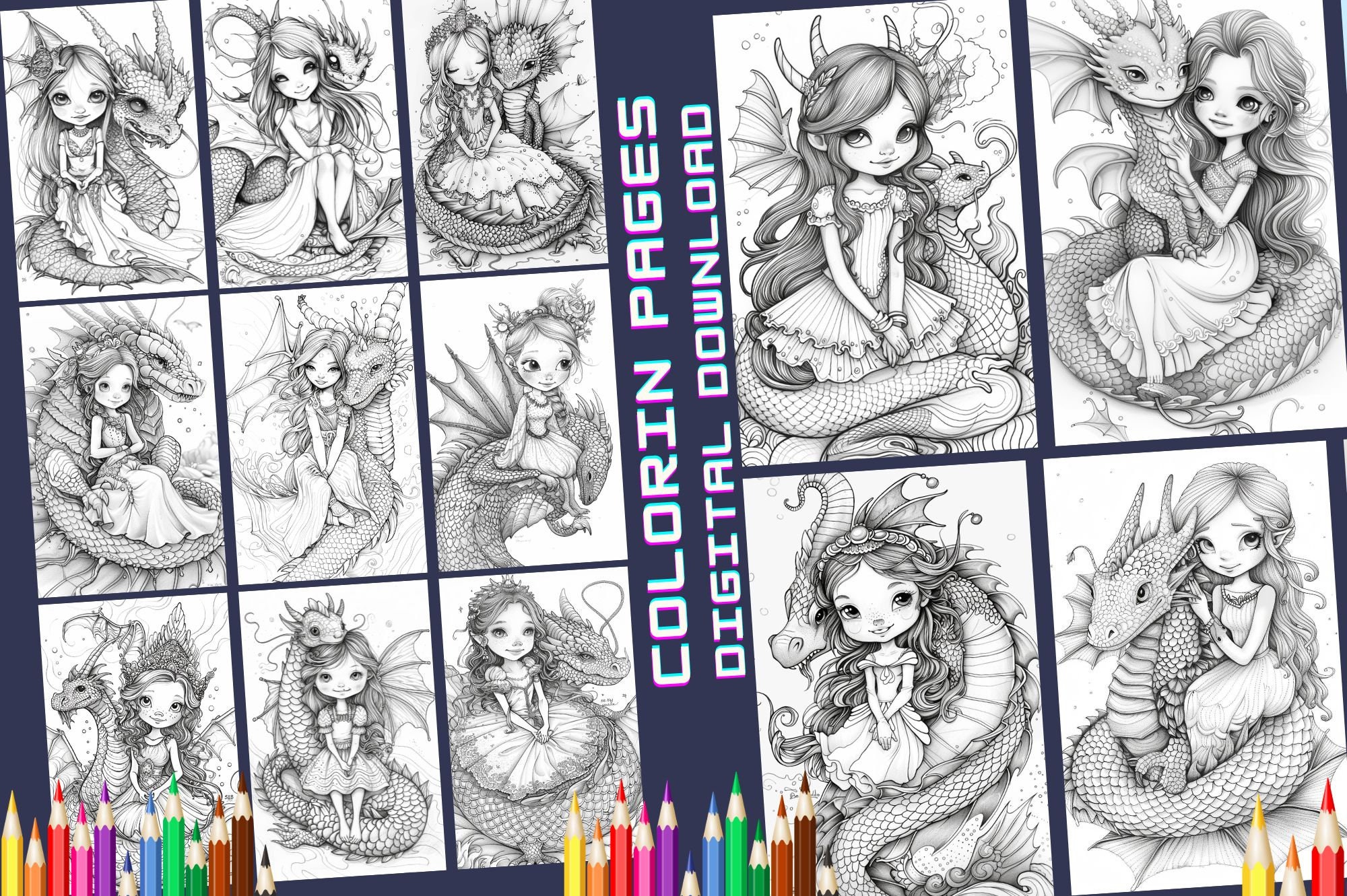 Cute Princess Dragon Coloring Page, Dragon Princess Coloring Pages
