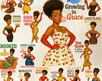 Sarcastic Black Woman Clipart: Melanin Queen PNG Graphics (Digital Download)