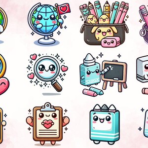 Kawaii Back to School Clipart: Teacher Graphics (PNG) - Etsy