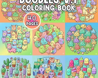 Doodles Mandala Coloring Pages for Adults and Teens, Printable Relaxing Mandala Art Therapy Sheets, Instant Download Coloring Bundle