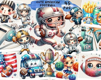 アメリカンフットボールの水彩画クリップアート、かわいいスポーツイラスト、フットボール、試合日、スポーツ、フットボールの試合、ジャンクジャーナル、スクラップブッキング