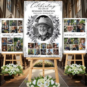 Set di collage di foto funebri: modello per celebrare la vita (Canva modificabile, download digitale)