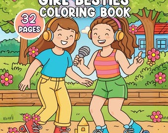 Cute Girl Besties Coloring Book for Kids Featuring Adorable Friends, Kawaii Outfits, Fun Activities, and Heartwarming Friendship Scenes