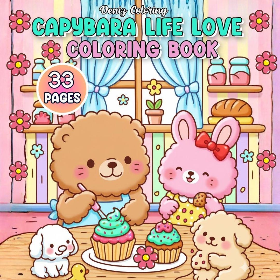 Capybara and Friends Coloring Book for Kids and Adults – Cute Animal ...