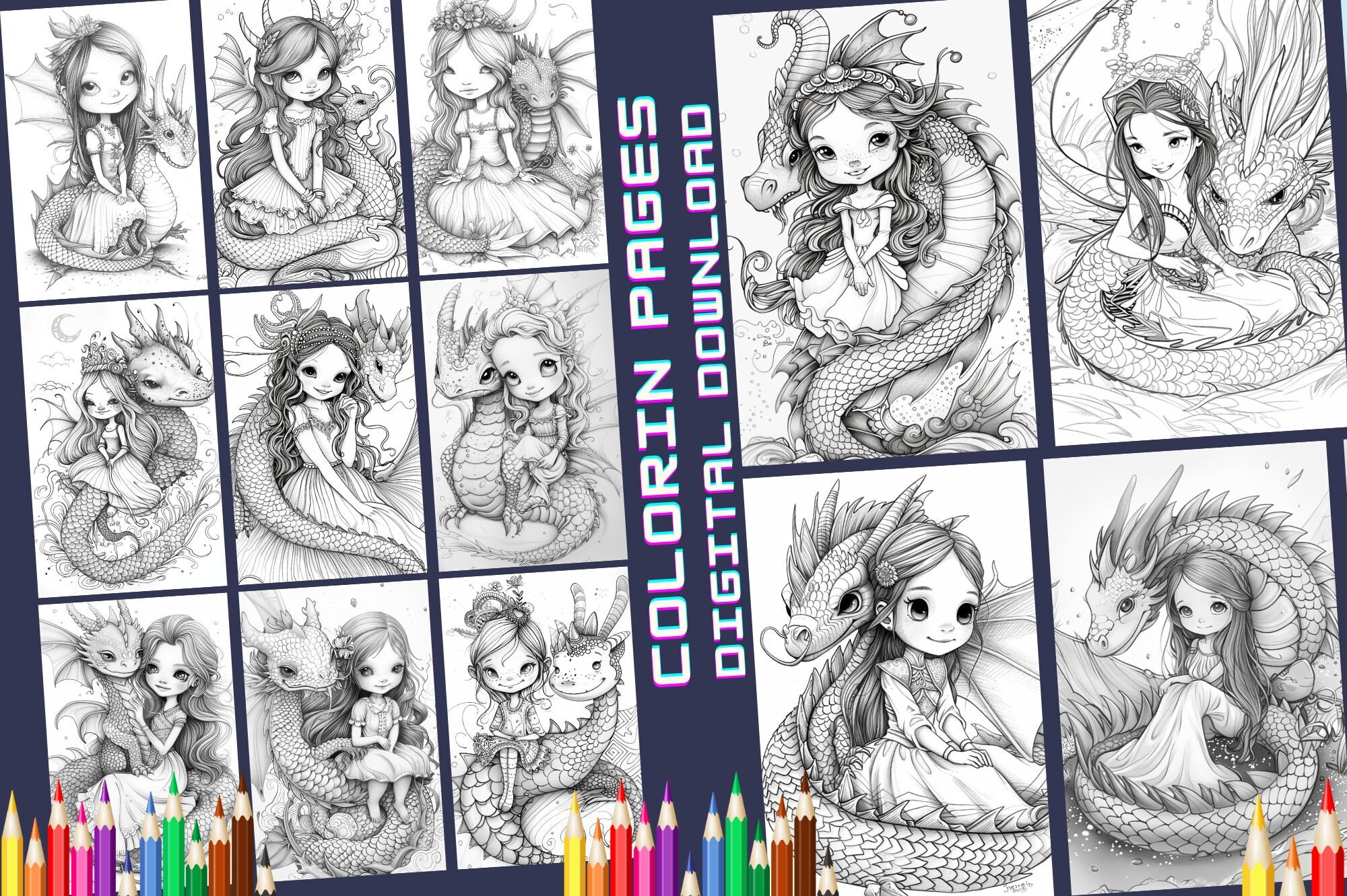 Cute Princess Dragon Coloring Page, Dragon Princess Coloring Pages
