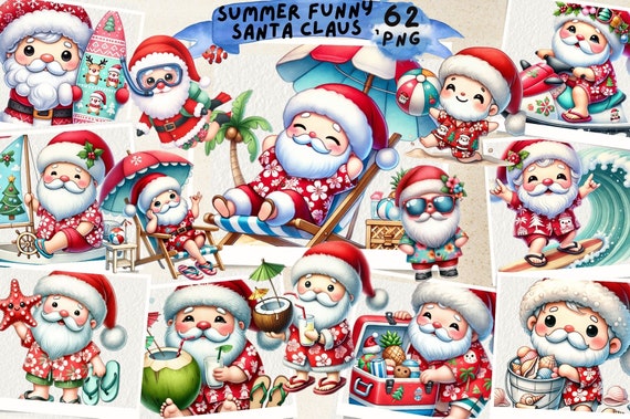 Santa Claus Surfing Hawaiian Shirt Summer Christmas Outfit Santa Claus Surfing Hawaiian Shirt Summer Christmas Outfit
