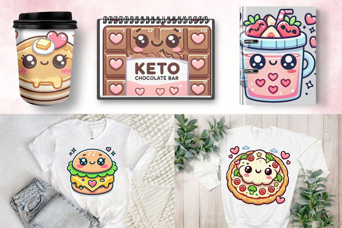 Adorable Kawaii Keto Diet Clipart, Cute Low-carb Food Illustrations for Meal Planning, Digital ...