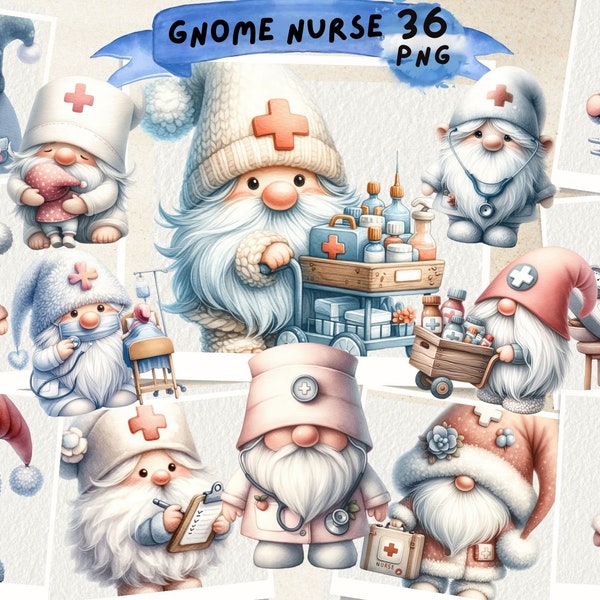 Nurse Doctor Gnomes Clipart, Doctor Gnomes Clipart, medical gnomes clipart, medical clipart, Nurse Life Clipart, Junk Journal, Scrapbook