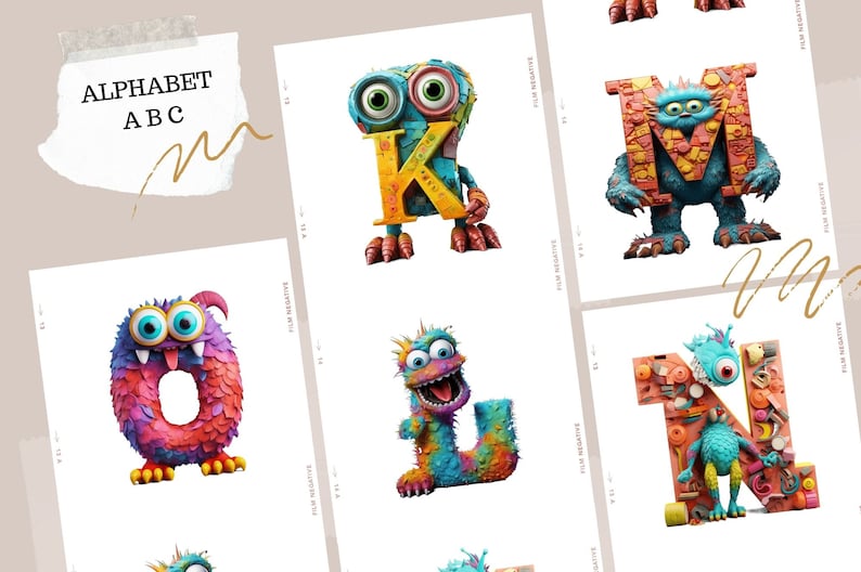 Crazy Mad Monster Alphabet, Monster Alphabet Clipart, Cute Monsters ...