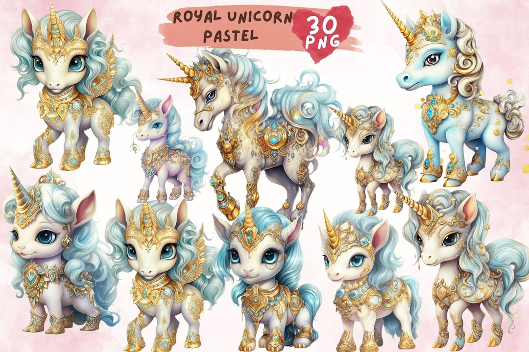 Unicorn Royal Clipart Fantasy Unicorn Clip Art Magical - Etsy