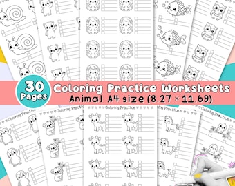 Adorable Cozy Animal Coloring Practice Book for Kids Ages 3-6 with 30 Fun Pages to Learn Coloring Skills and Improve Creativity