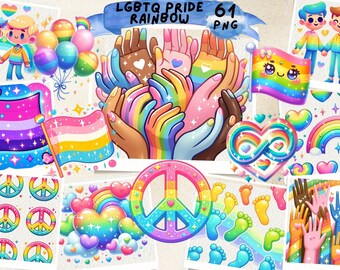 LGBT Pride Clipart: Rainbow Watercolor Illustrations (PNG)