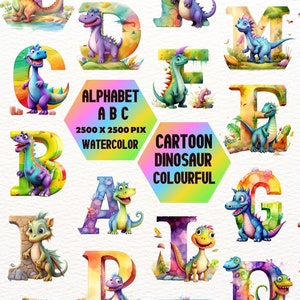 Dinosaurio infantil hadas letras clipart, dinosaurio de fantasía, alfabeto gráficos dinosaurio de fantasía, alfabeto inglés, dinosaurio de dibujos animados, dinosau