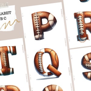 American Football Alphabet & Numbers Clipart, Touchdown Typography ...