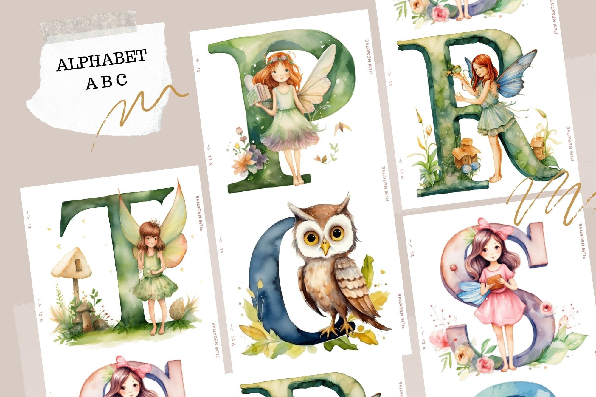 ABC Magical Fairy Watercolor Clipart Alphabet Letters a to - Etsy