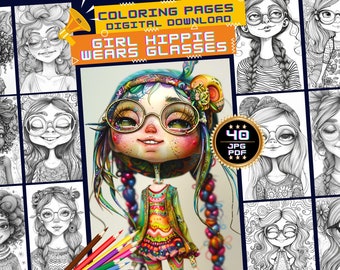 Hippie Girls Coloring Pages: Bohemian Women, Printable Art (Digital Download)